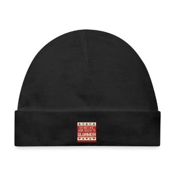 Ho Ho Hol mir Glühwein Strickmuster - Baby Premium Organic Mütze - Schwarz - Vorne