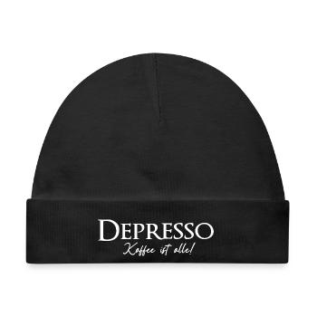 Depresso, Kaffee ist alle - Baby Premium Organic Mütze - Schwarz - Vorne