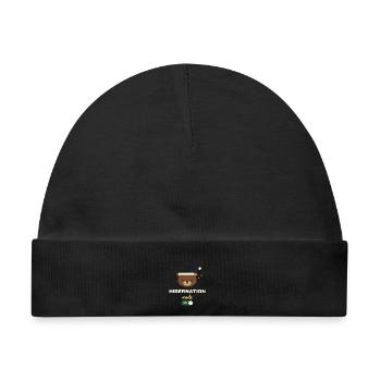 Hibernation Mode On – Winterschlaf-Bär - Baby Premium Organic Mütze - Schwarz - Vorne