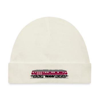 BR 130 Seite weinrot DR Reichsbahn - Baby Premium Organic Mütze - Naturweiß - Vorne