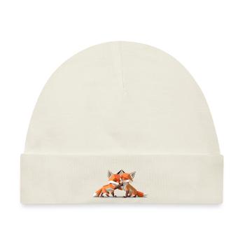 Low-poly Fox Cubs - Baby Premium Organic Mütze - Naturweiß - Vorne