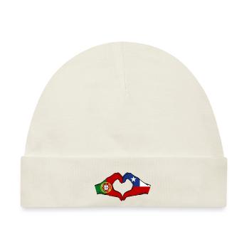Portugal Chile Flagge Hände Herzform - Baby Premium Organic Mütze - Naturweiß - Vorne