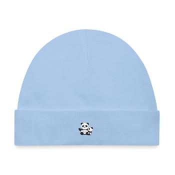 Pandas Pandabärchen Kuscheln Kuschelnde Kawaii Süß - Baby Premium Organic Mütze - Hellblau - Vorne