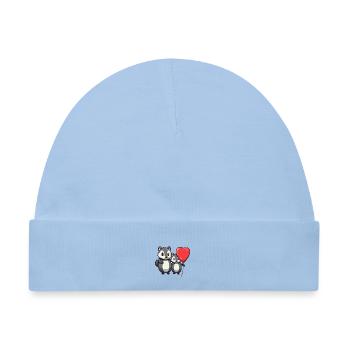 Dachse Kawaii Cartoon Haustier spielt mit Luftballons - Baby Premium Organic Mütze - Hellblau - Vorne