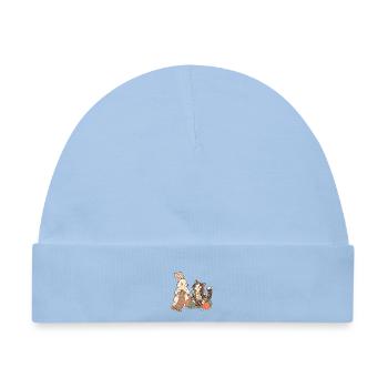 Kaninchen und Katze beim Stricken - Baby Premium Organic Mütze - Hellblau - Vorne
