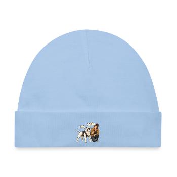 Biker-Bulldog_mit_skeptischer_Halterin - Baby Premium Organic Mütze - Hellblau - Vorne
