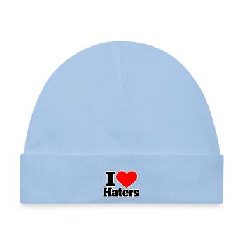 I Love Haters – Lustiger Statement Spruch - Baby Premium Organic Mütze - Hellblau - Vorne