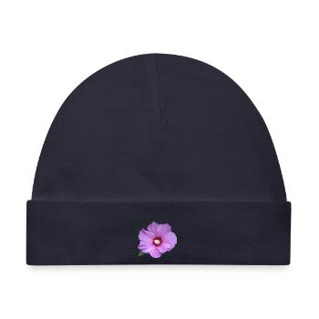 Rose rosa Blume Roseneibisch - Baby Premium Organic Mütze - Navy - Vorne