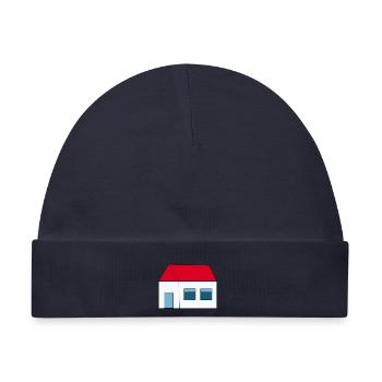 Haus minimal Bauherr Richtfest Geschenk Einzug - Baby Premium Organic Mütze - Navy - Vorne
