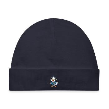 Möwe Lustige Zeichentrickfigur Kopfhörer Musik - Baby Premium Organic Mütze - Navy - Vorne