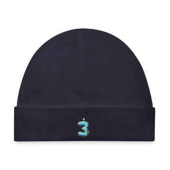 NUMMER 3 KUCHEN SWEET 3. GEBURTSTAG - Baby Premium Organic Mütze - Navy - Vorne
