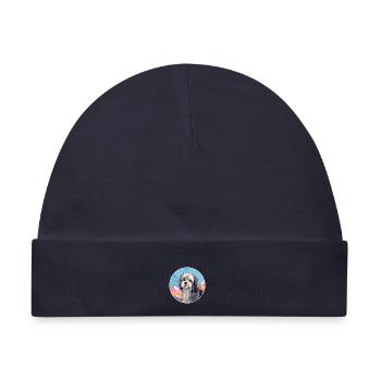 Lowchen Hunderasse Karikatur Kawaii Aquarell - Baby Premium Organic Mütze - Navy - Vorne