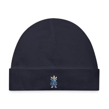 Stier mit Winterjacke und Mütze - Baby Premium Organic Mütze - Navy - Vorne