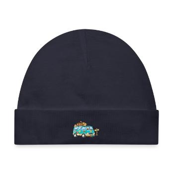 70er Camper Wohnmobil - Baby Premium Organic Mütze - Navy - Vorne