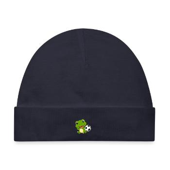 Kleiner Grüner Drache Spielt Fußball Kinder TShirt - Baby Premium Organic Mütze - Navy - Vorne