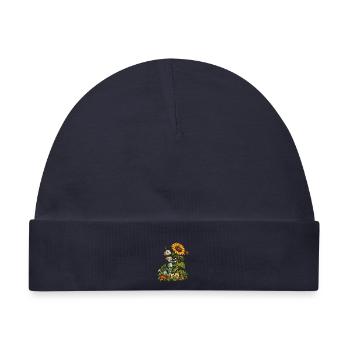 Gartenroboter mit Sonnenblume und Gemüse - Baby Premium Organic Mütze - Navy - Vorne