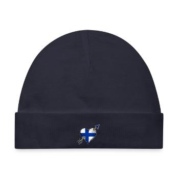 Finnische Herzflagge mit Pfeilen used look - Baby Premium Organic Mütze - Navy - Vorne
