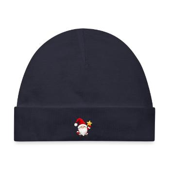 Niedlicher Weihnachtsgnom mit goldenem Stern - Baby Premium Organic Mütze - Navy - Vorne