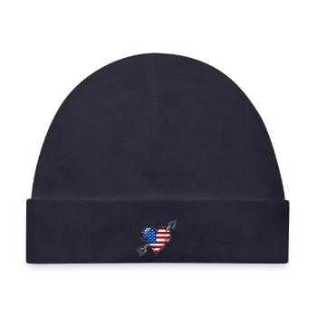 USA Flagge Herz mit Pfeil used look - Baby Premium Organic Mütze - Navy - Vorne