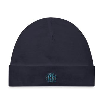 IHS Signal – Cyan & Koralle (vorne) - Baby Premium Organic Mütze - Navy - Vorne