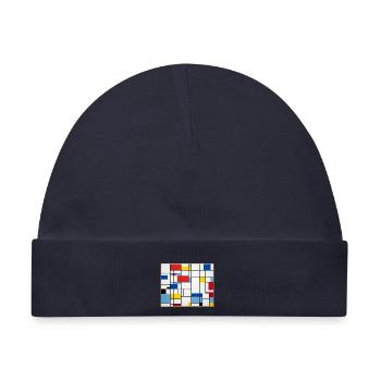 Mondrian Lines Primärfarbenspiel - Baby Premium Organic Mütze - Navy - Vorne