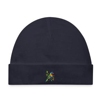 Bunter Regenbogenlori auf einem Zweig   - Baby Premium Organic Mütze - Navy - Vorne