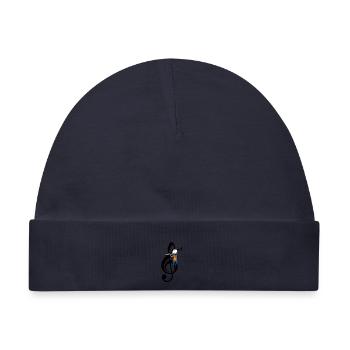 Flötenleben – T-Shirt mit Flötist mit Violinschlüssel - Baby Premium Organic Mütze - Navy - Vorne