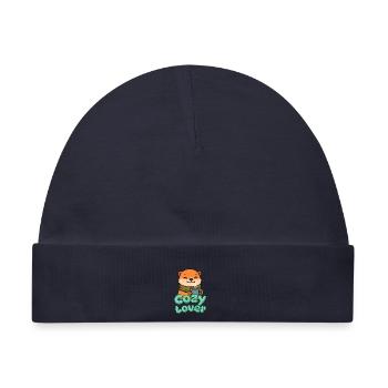 Otter mit Kaffee Cozy Charm - Baby Premium Organic Mütze - Navy - Vorne
