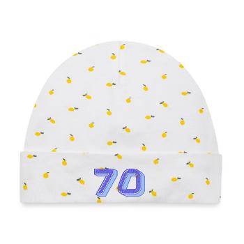 70. 70 JAHRE. 70. JAHRESTAG. 70-JÄHRIGES JUBILÄUM. - Baby Premium Organic Mütze - Weiß/Zitronengelb - Vorne