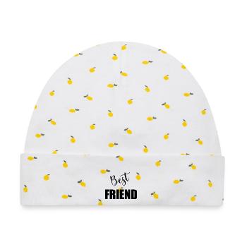 BEST FRIEND. - FREUND. - FREUNDIN. - KUMPEL. - FREUNDIN. FRIEND - Baby Premium Organic Mütze - Weiß/Zitronengelb - Vorne