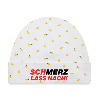 SchMerz lass nach - nein zu Merz - Baby Premium Organic Mütze - Weiß/Zitronengelb - Vorne