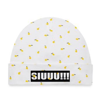 Stylish SIUUU!!! - Baby Premium Organic Mütze - Weiß/Zitronengelb - Vorne
