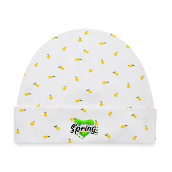 Frühling Frühlingsanfang Herzen - Baby Premium Organic Mütze - Weiß/Zitronengelb - Vorne