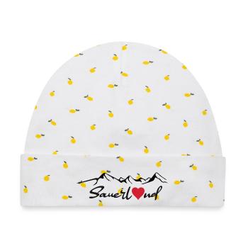 Sauerland Sticker - Baby Premium Organic Mütze - Weiß/Zitronengelb - Vorne
