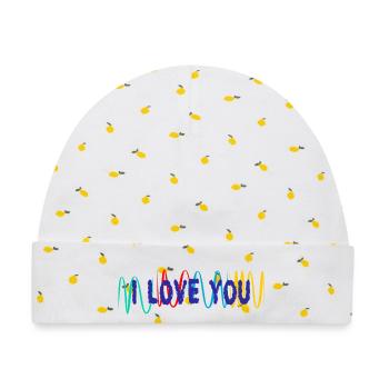 VALENTINSTAG. ICH LIEBE DICH. ICH LIEBE DICH. LIEBE. LIEBE - Baby Premium Organic Mütze - Weiß/Zitronengelb - Vorne