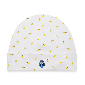 Niedlicher Pfau mit Brille Cartoon Kawaii - Baby Premium Organic Mütze - Weiß/Zitronengelb - Vorne