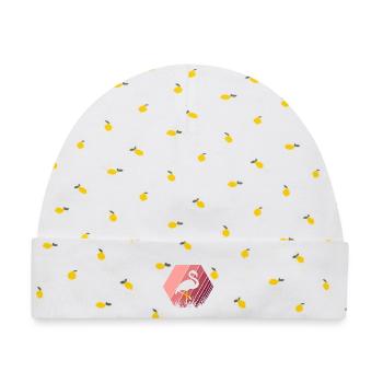 Flamingo - Baby Premium Organic Mütze - Weiß/Zitronengelb - Vorne