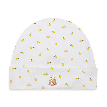 Süßes Cozy Geist Halloween Design - Baby Premium Organic Mütze - Weiß/Zitronengelb - Vorne
