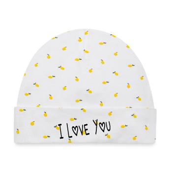 VALENTINSTAG. ICH LIEBE DICH. ICH LIEBE DICH. LIEBE. LIEBE - Baby Premium Organic Mütze - Weiß/Zitronengelb - Vorne