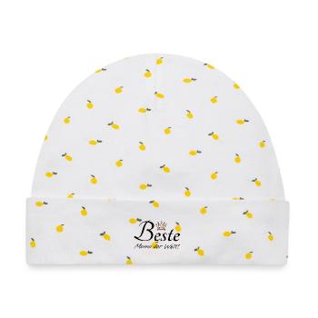 Beste Mama der Welt Sprüche Geschenk u.a Muttertag - Baby Premium Organic Mütze - Weiß/Zitronengelb - Vorne