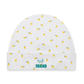 BEST FRIEND - Baby Premium Organic Mütze - Weiß/Zitronengelb - Vorne