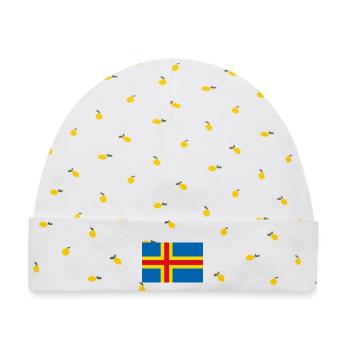 Åland-Inseln - Baby Premium Organic Mütze - Weiß/Zitronengelb - Vorne