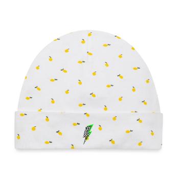 Blitz Leoparden Muster mit Neon Schatten - Baby Premium Organic Mütze - Weiß/Zitronengelb - Vorne