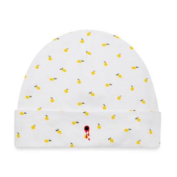 Schüsse und Blut Blutfleck Symbol Schusswunde - Baby Premium Organic Mütze - Weiß/Zitronengelb - Vorne