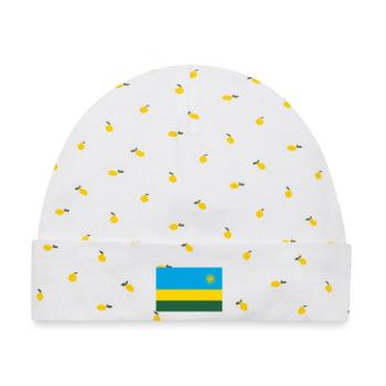 Ruanda – Flagge Sonnenaufgang blau-golden - Baby Premium Organic Mütze - Weiß/Zitronengelb - Vorne