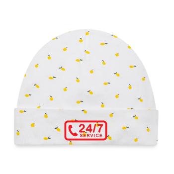24/7 h Service - Baby Premium Organic Mütze - Weiß/Zitronengelb - Vorne