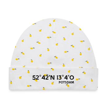 Potsdam Koordinaten Souvenir Geschenk - Baby Premium Organic Mütze - Weiß/Zitronengelb - Vorne