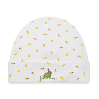 Frohe Ostern - Baby Premium Organic Mütze - Weiß/Zitronengelb - Vorne