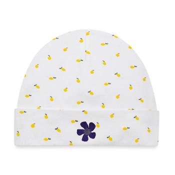 Immergrün lila Blume lila Blüte - Baby Premium Organic Mütze - Weiß/Zitronengelb - Vorne
