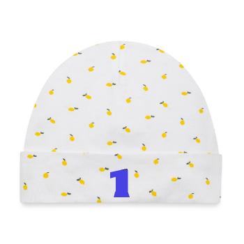 1. 1 JAHR. 1. JAHRESTAG. 1 JAHR GEBURTSTAG - Baby Premium Organic Mütze - Weiß/Zitronengelb - Vorne